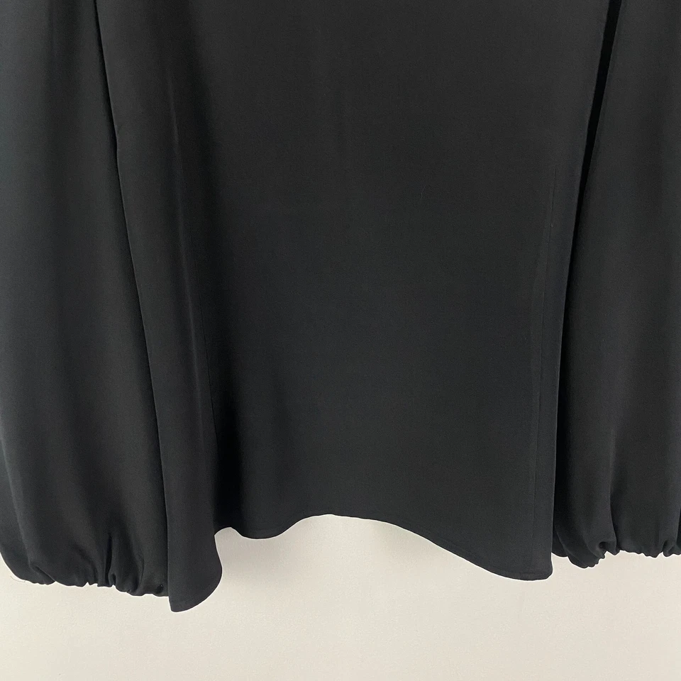 J Crew Collection Silk Blouse Size 16 Black Puff Sleeve Lined - Image 3 of 4