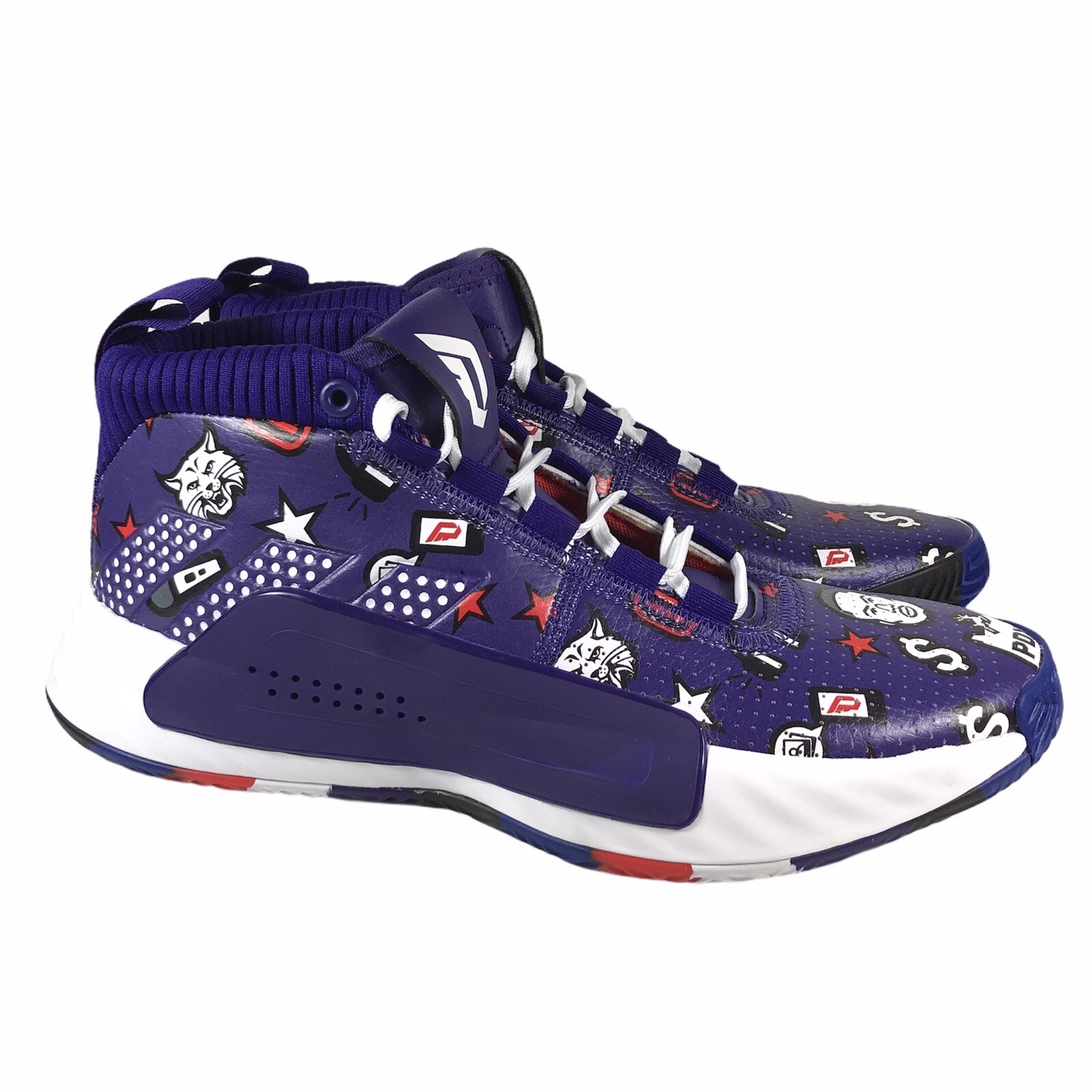 Purple Le Print Red White Eg2317 Mens Size 7.5