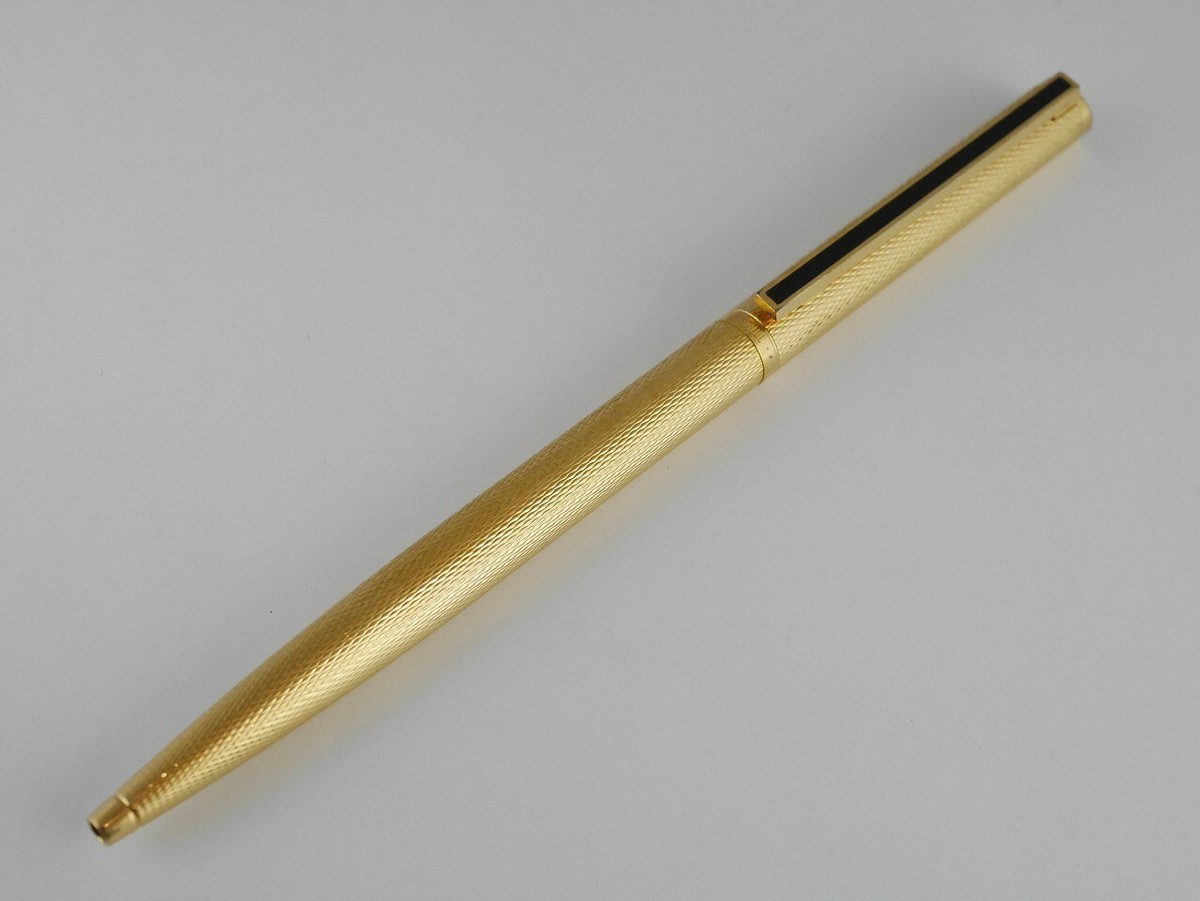 ✨DUNHILL✨ダンヒルGERMANY 万年筆ボールペン　18 ct 18金 dunhill Gemline Gold Plated Barley Black Clip Ballpoint Pen (d