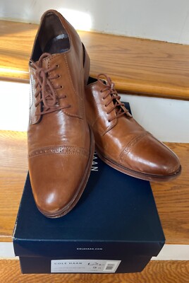 Cole Haan Preston Mens 9M Oxfords British Tan Leather Brogue Cap