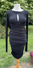 KEVAN JON BLACK GATHERED PLUNGE BACK DRESS WITH KEYHOLE FRONT SIZE 3 (12) *Sale*