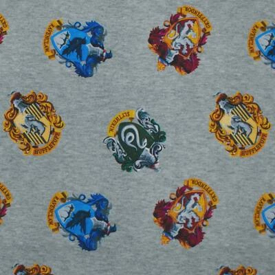 HEMMERS ITEX Jersey Stoff Harry Potter, Wappen, meliert, grau (Meterware ab 0,50m)