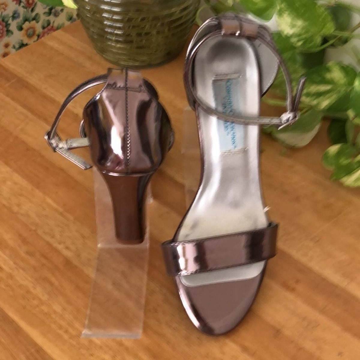 Metallic Rose Block Heel Sandals Comfort Collection by Dyeables