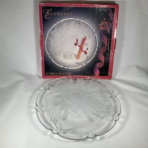Elements Weihnachten Glas Servierplatte 13" Glockenplatte #01655 Hergestellt in Malaysia - Bild 4 von 5