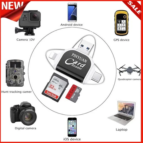 4-In-1-Universal-Sd-Tf-Kartenleser Mit Mehreren Anschlüssen Usb-C-Sd-Tf- v - Afbeelding 2 van 16