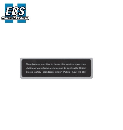 1968 1969 Chrysler Dodge Plymouth Safety Standards Decal EXACT Door Jamb - Picture 1 of 2