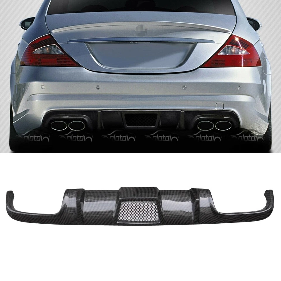 Difusor de parachoques trasero estilo T fibra de carbono AMG para Mercedes Benz W219 CLS63 CLS55 Foto 2 de 4