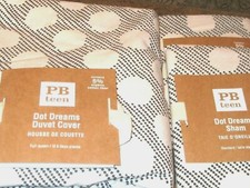 POTTERY BARN Dot Dreams Duvet Cover Full / Queen 2 Shams Black White New