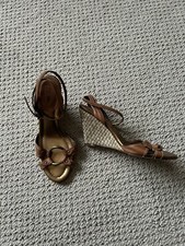 J. Crew Tan Leather Espadrille Wedges Heel SZ 6 In great condition