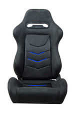 Cipher Black Microsuede Wblue Pipingcarbon Fiber Print Racing Seats Pair