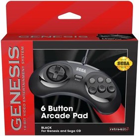 Retro-Bit Official Sega Genesis Controller 6-Button Arcade Pad - Black