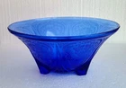 Hazel Atlas Cobalt Blue Royal Lace 10" Bowl Depression Glass, FOOTED, Vintage