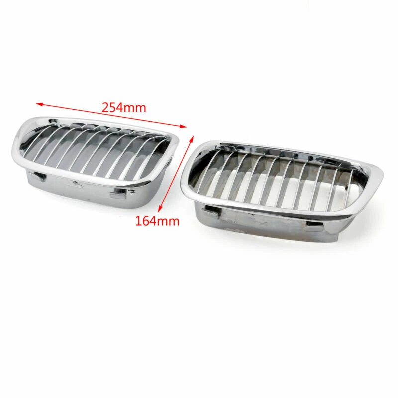 Chrome Front Kidney Grill Mesh Grille Fit BMW E39 5 Series 1999-2003 Foto 2 de 4
