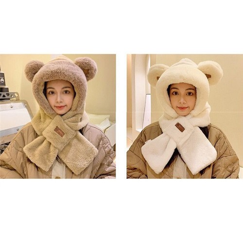 Cap Scarf Thickening Plush Beanie Hat Scarf Casual Ear en ligne Protection Cap-*