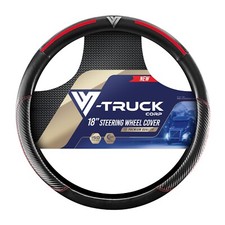 18 Steering Wheel Cover For Semi Truckblack Genuine Leather With Red Stripes