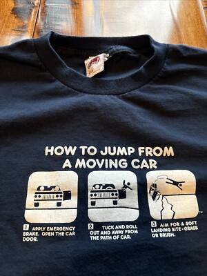 Vintage Pac Sun To The Edge Prime Cut Tees 2XL Funny Shirt Jump Moving Car