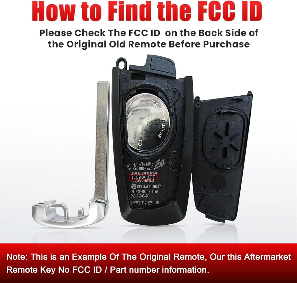 Mando a distancia inteligente de repuesto para llavero YGOHUF5767 434Mhz 4 botones para BMW CAS4+/FEM Foto 2 de 4