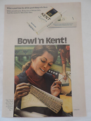 1972 KENT DELUXE 100's Cigarettes Full Page Color Print Advertisement