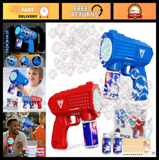 Automatic Bubble Gun 2 Pack with LED Lights - Fun Outdoor Bubble Machine for Kid