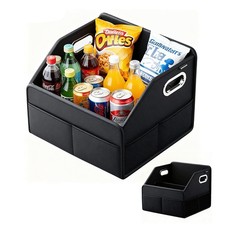 Leather Car Organizer Front Seat Caddy With Metal Handles Black