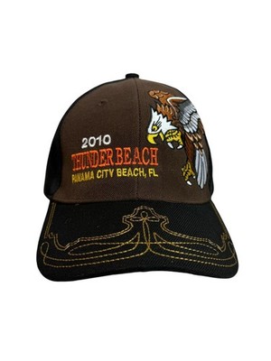 Biker Event Thunder Beach 2010 Hat Cap Strap Back One Size Black Eagle Mens USA