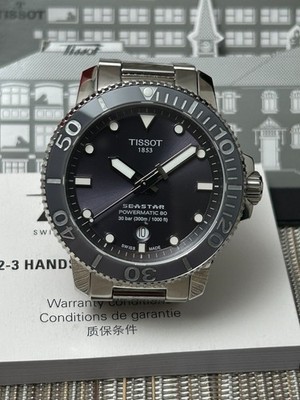 Tissot Seastar Powermatic 80 Grey Dial Watch T120.407.11.081.01 Swiss 1000 FT