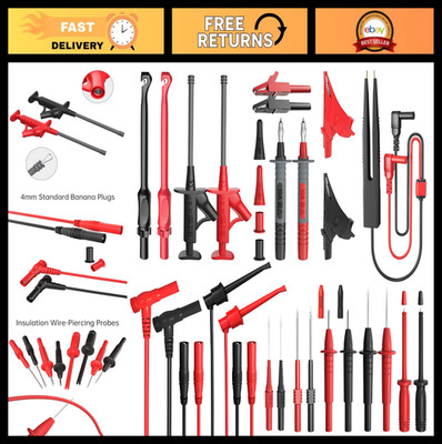 25PCS Silicone Multimeter Test Leads Kit - Replaceable Probes, Alligator Clips,