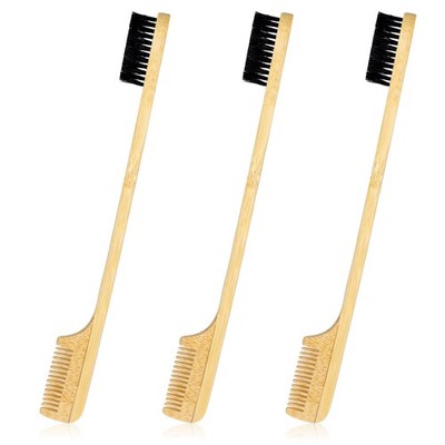 3 PCS Moustache Comb and Brush, Beard Edge Brushes 2-in-1 Sapling Wood Mustac...