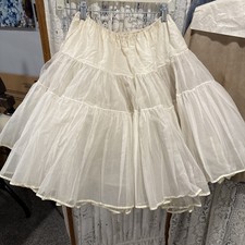 Vintage 3-layer Full Square Dance Petticoat 3 Tier Very Full Rockabilly Ivory