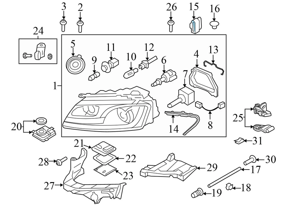 AUDI A6 C6 2005-2015 - Conector de arnés de cableado de faros de 14 pines / coleta Foto 3 de 4