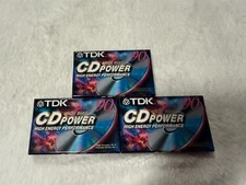LOT OF 3 TDK CD POWER HIGH BIAS 90 MIN BLANK CASSETTE TAPE PWR-90
