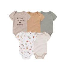 5 Pcs Fashion Cartoon Short Sleeve Baby Boy Girl Bodysuits Soft Newborn