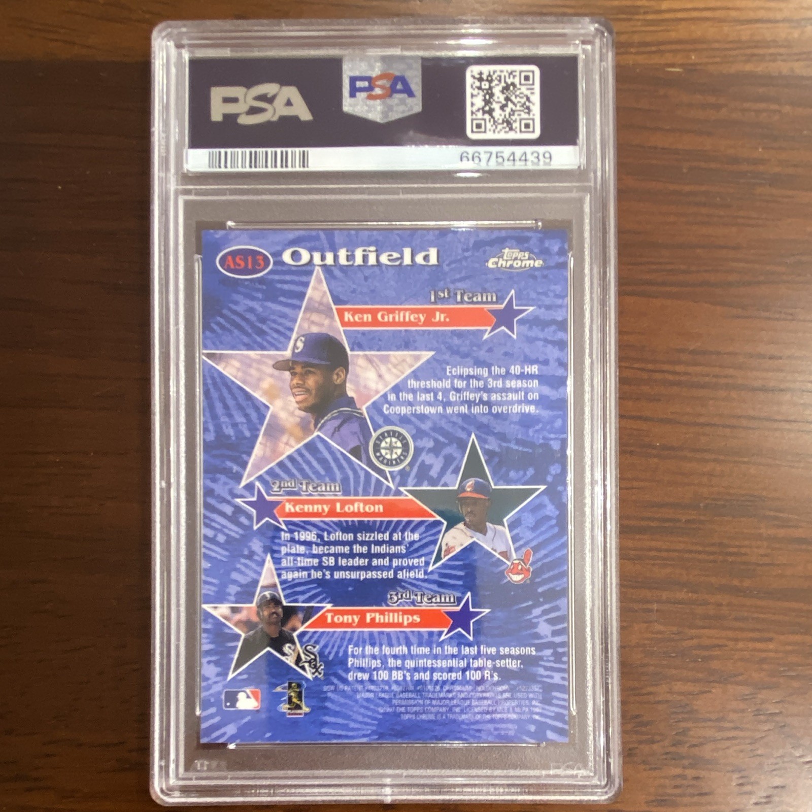 Topps 1997 Chrome All-Stars Refractor Ken Griffey Jr Lofton Phillips #AS13 PSA 9 view 2