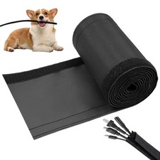 1.5" - 6.6FT Chew Proof Cord Protector from Pets, Black Heavy Duty Dog  Cat ...