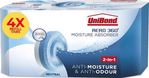 UniBond AERO 360° Moisture Absorber Neutral Refill Tab, 450 g, Pack of 4