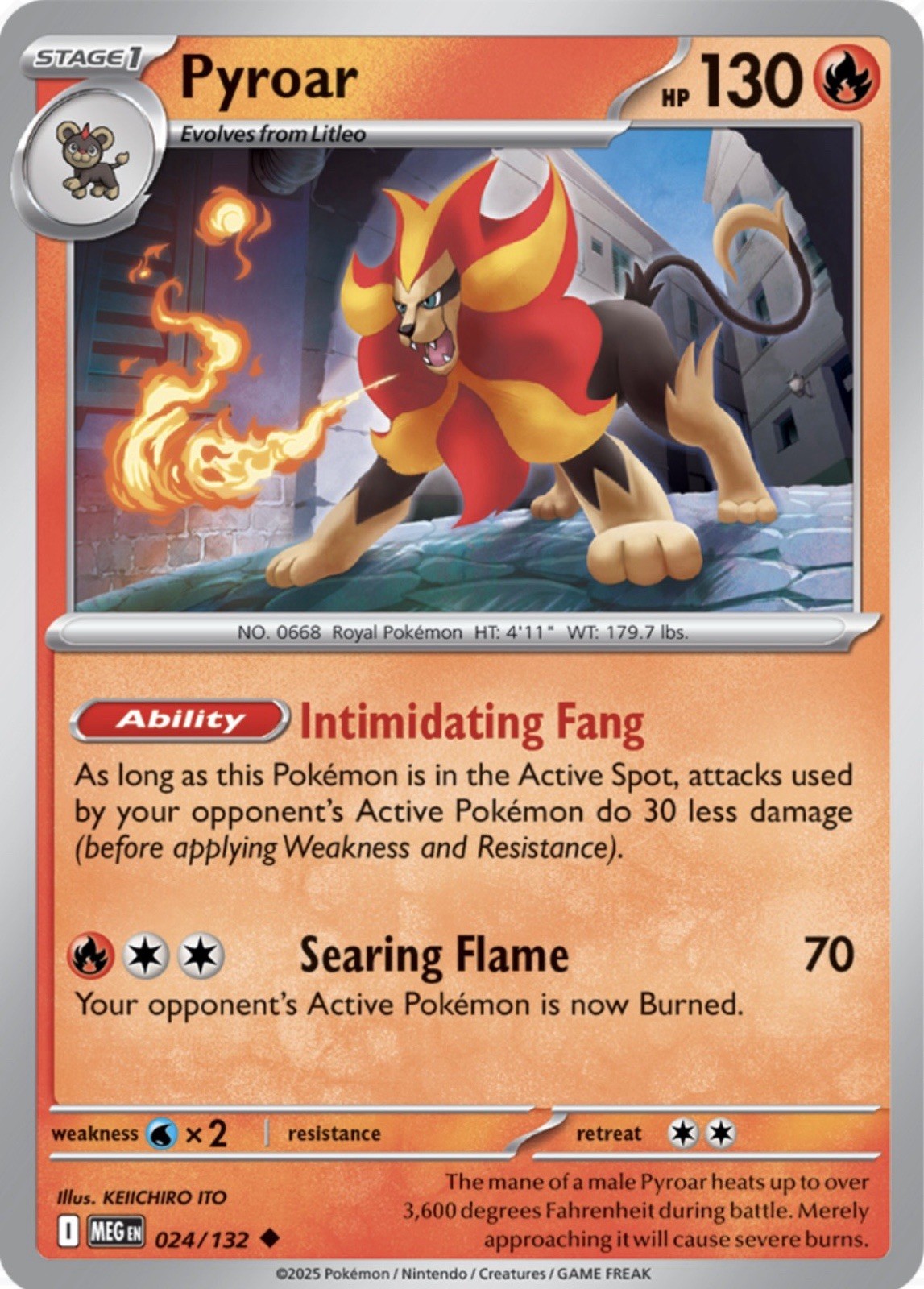 Pyroar 024/132 Pokémon ME01: Mega Evolution Uncommon Regular 2025 NM