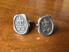 Vintage HICKOK Cufflinks Gold Tone FLEUR DE LIS  2 Stars 3D