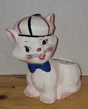 Vintage Napco White Kitty Planter W/ Bowtie Hat Ceramic