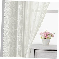 Lace Curtains 96 Inches Long - Rustic Vine 52"W x 96"L Pack of 2 Ivory