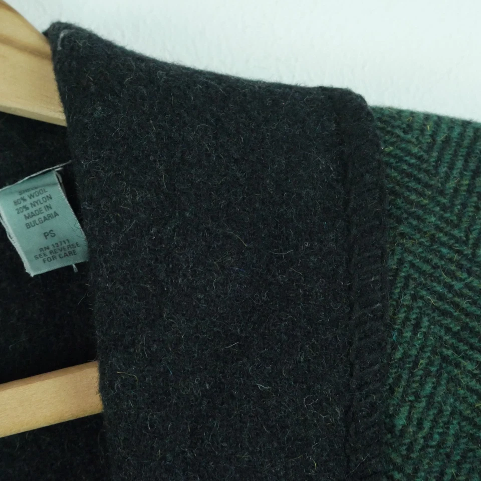 Vintage Petite Small Boiled Wool Coat Shawl Collar Toggle Green Countryside 90s - Image 3 of 4