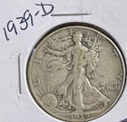 1939-D 50C Walking Liberty Half Dollar 90% Silver. #1728