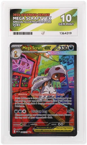 ACE 10 Mega Scrafty EX 285/217 Ascended Heroes Gem Mint Pokemon