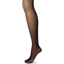 Secret Silky Support Leg Control Top Pantyhose Size: C Jet Black