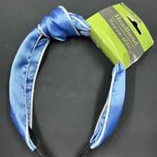 Fashion Headband Blue Satin With Top Knot