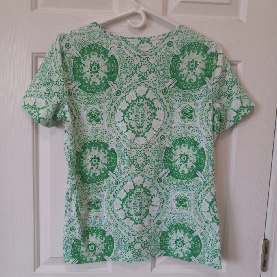 TALBOTS Women's Cotton Spandex Casual Paisley Everyday Top M Pet - Image 3 of 3