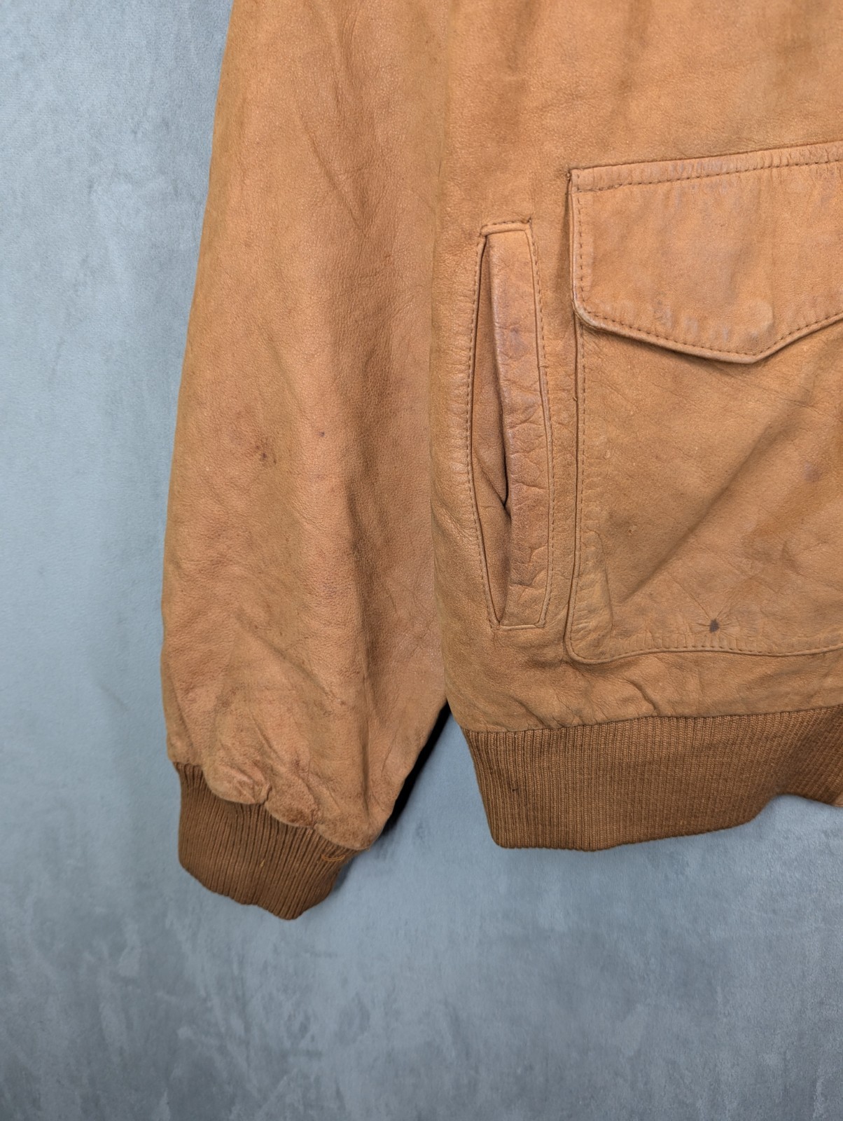 Rock Creek Vintage Leather flying Jacket Large Relaxed Fit Distressed Lined Zip image 3