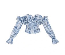 PrettyLittleThing ruffled off the shoulder long sleeve topSz 0