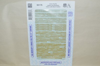 HO scale Microscale decals 90176 Union Pacific RR letters numbers black outline