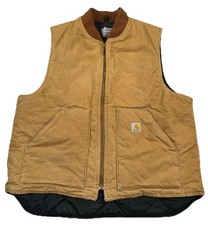 Vintage Carhartt V01 BRN Canvas Vest Brown Quilted Lining USA Men s XL