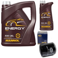 MotoröL Set Mannol 5W-30 API SN/CH-4 6 Liter + ÖLfilter FüR Mazda 3 2.3 Turbo